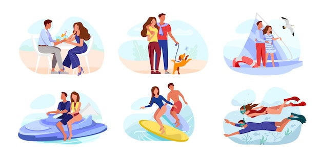 Vector pareja de enamorados pasando el verano juntos