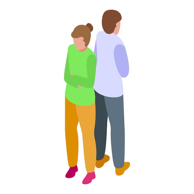 Una pareja de espaldas sintiéndose triste y enojada Ilustración isométrica