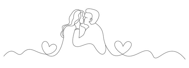 Una pareja se está besando con una ilustración de arte de línea besándose con una Ilustración de Arte de Línea