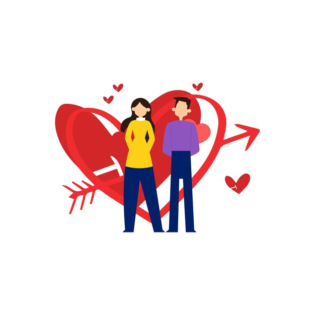 La pareja está parada entre muchos regalos.