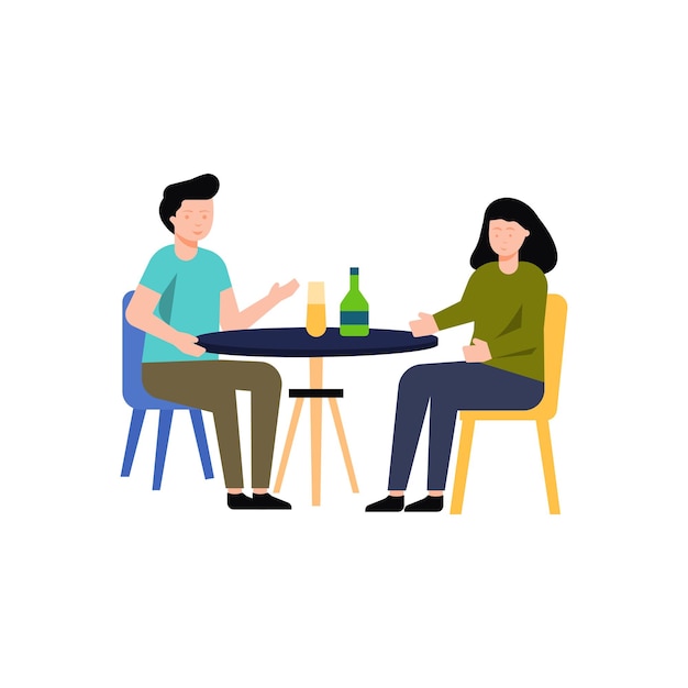 Una pareja está sentada en un restaurante.