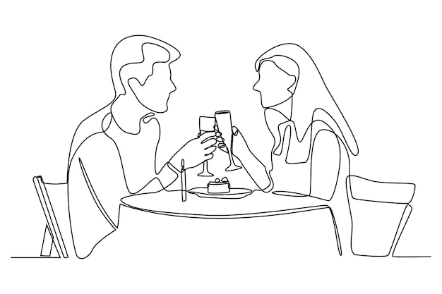Una pareja está teniendo una cena romántica en un restaurante