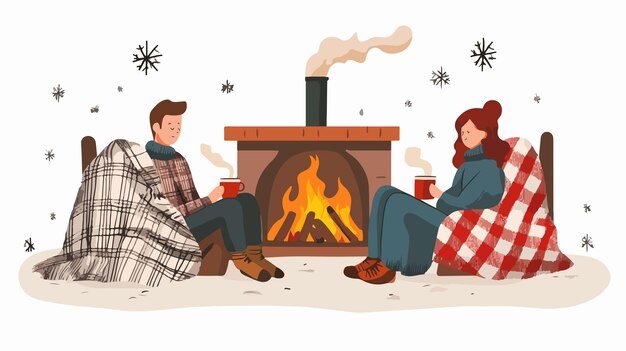 Pareja feliz disfrutando de una bebida caliente juntos Estilo de vida acogedor Imagen