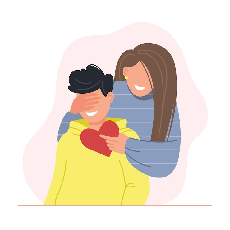 Vector pareja feliz expresa amor chica dando la carta de amor al chico en la fecha confesión de amor escena romántica concepto de relación de amor