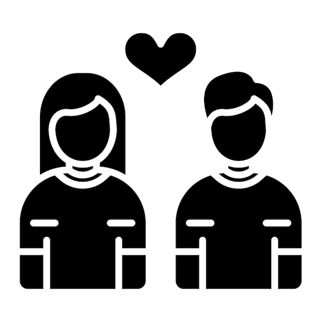 La pareja feliz Glyph Ilustración negra sólida