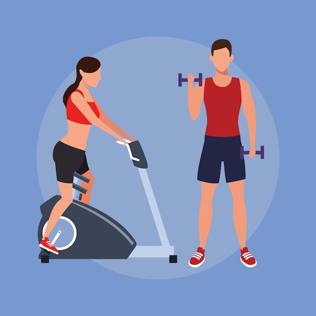 Pareja de fitness haciendo ejercicio