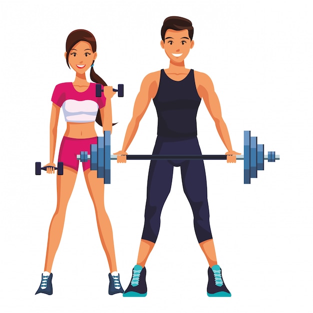 Vector pareja en forma haciendo ejercicio