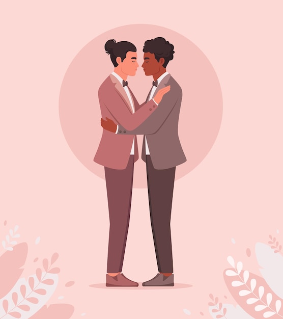 pareja gay abrazando el concepto de orgullo de boda lgbt
