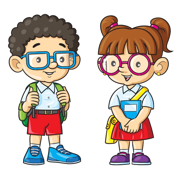 Pareja geek de dibujos animados