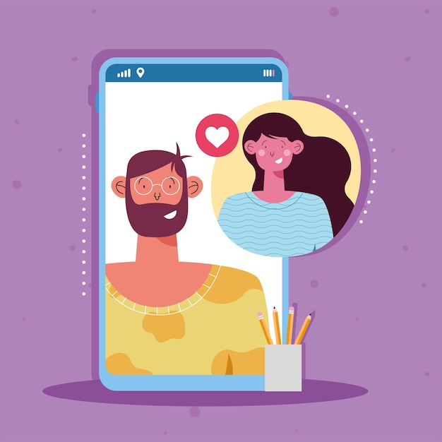 Pareja hablando de relación virtual