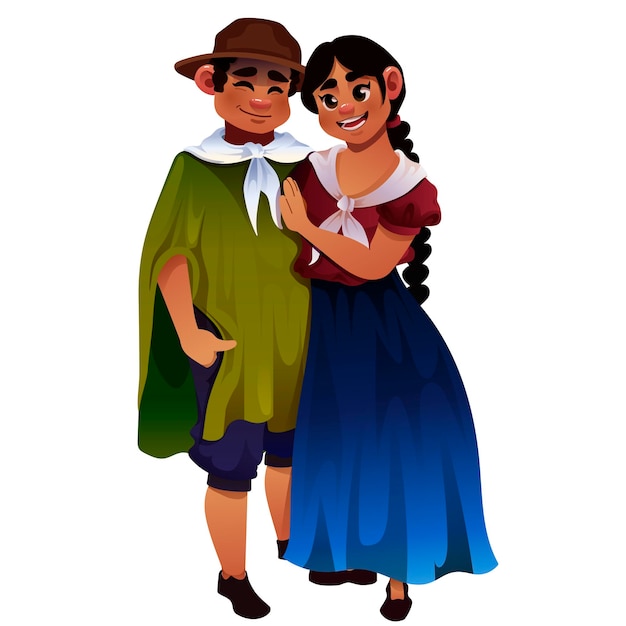 Vector pareja hispana enamorada ilustración de dibujos animados matrimonio latino