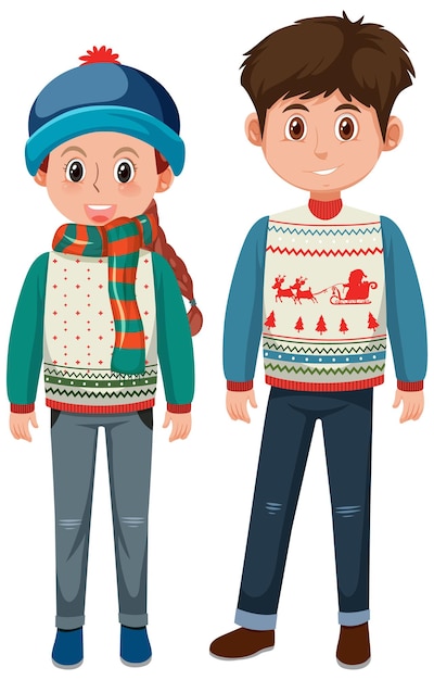 pareja, hombre y mujer, llevando, navidad, trajes