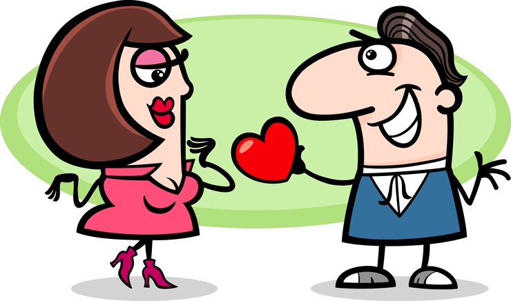 Vector pareja en la ilustración de dibujos animados de amor