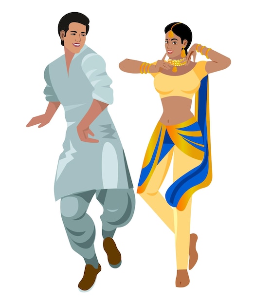 Pareja india bailando arte vectorial