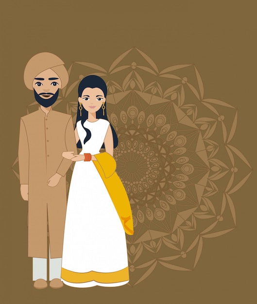 pareja india de la boda en el vestido tradicional.