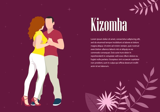 Pareja joven bailando kizomba Fiesta de Kizomba Ilustración vectorial