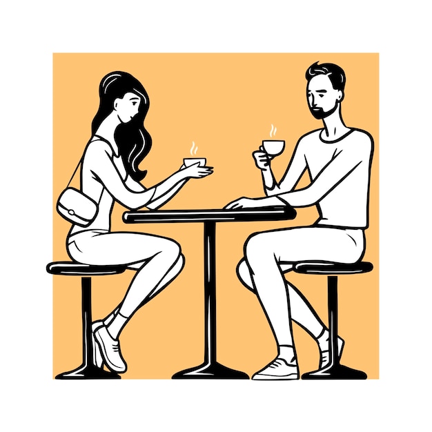 Pareja joven en un café