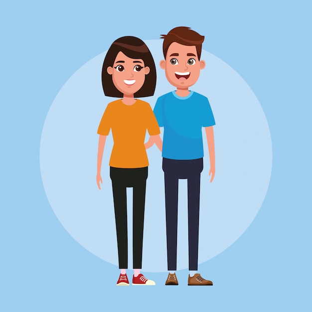 Pareja joven, caricatura