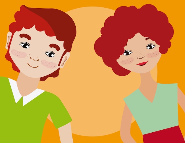 Pareja joven, caricatura
