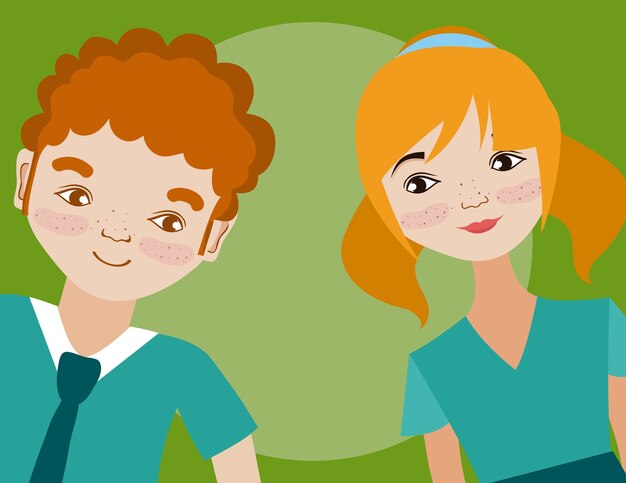 Pareja joven, caricatura