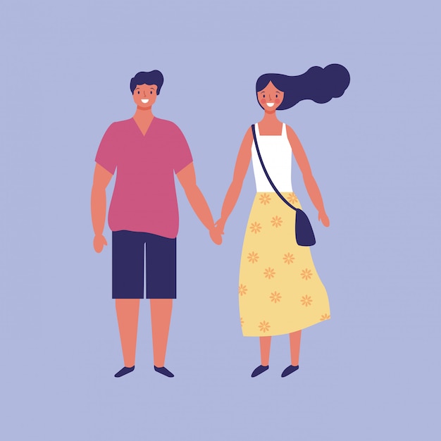 Pareja joven, caricatura