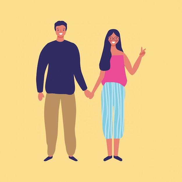 Pareja joven de dibujos animados