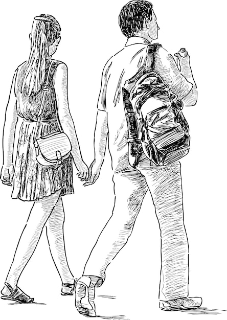 Pareja joven en un paseo