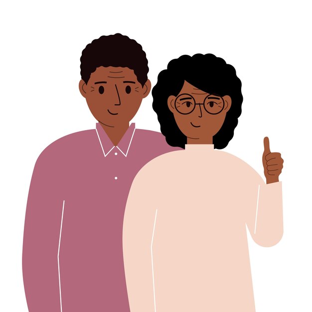 Pareja joven sonriente buen humor concepto Emociones positivas gente feliz hombre y mujer mostrando Thumbs up diversión y alegría