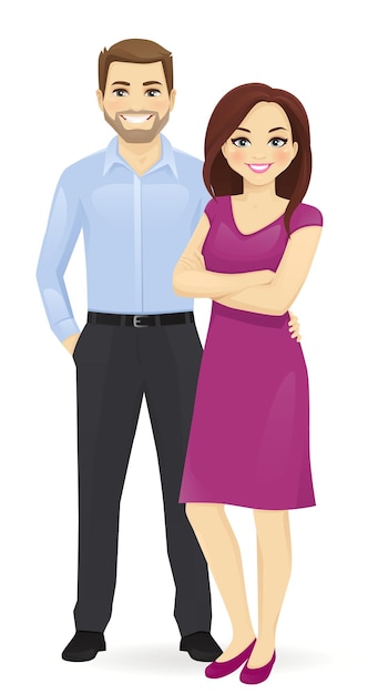 Vector pareja de jóvenes. ilustración de vector aislado hombre y mujer