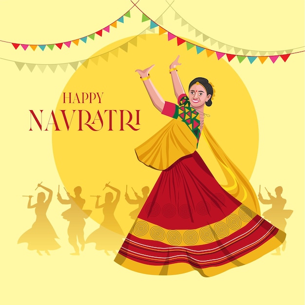 Vector pareja ma ambe navratri jugando garba