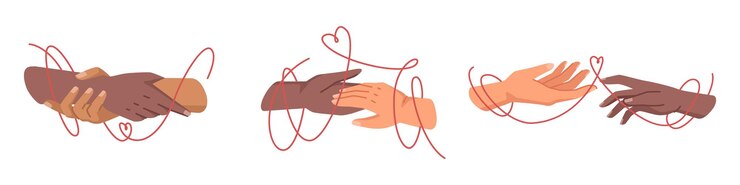 Vector una pareja de manos en el destino de casarse