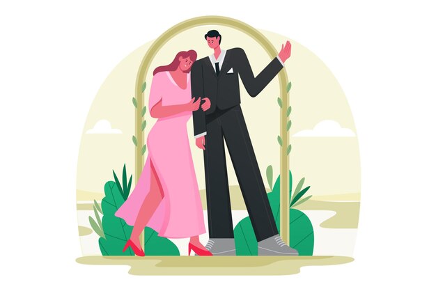 Vector la pareja de matrimonio ilustración del carácter de la boda