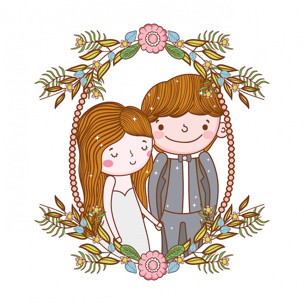 Vector pareja matrimonio linda caricatura