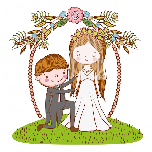 Vector pareja matrimonio linda caricatura