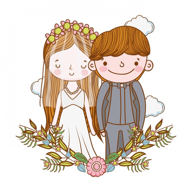 Pareja matrimonio linda caricatura