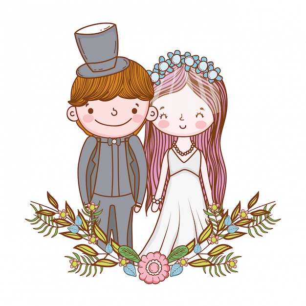 Pareja matrimonio linda caricatura