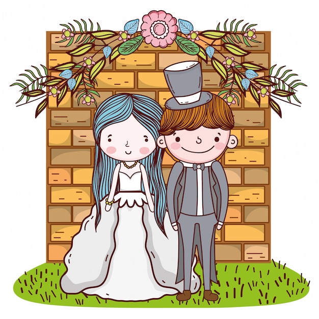 Pareja matrimonio linda caricatura