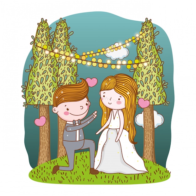 Pareja matrimonio linda caricatura