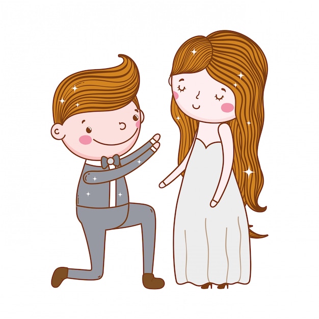 Vector pareja matrimonio linda caricatura