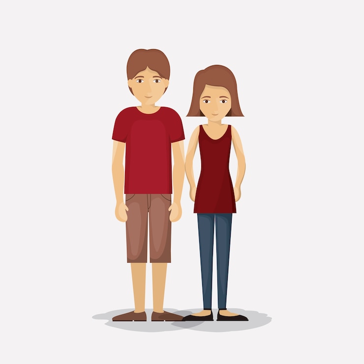 Vector pareja de mujer y hombre icono de dibujos animados. relación, familia, romance, y, amor, tema diseño colorido v