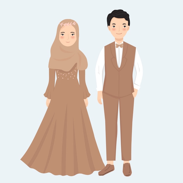 Pareja musulmana en la ilustración del vestido formal