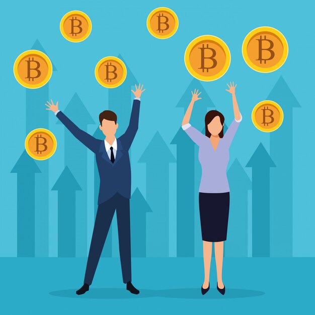 Pareja de negocios de criptomoneda