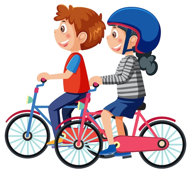 pareja, niños, equitación, bicycles