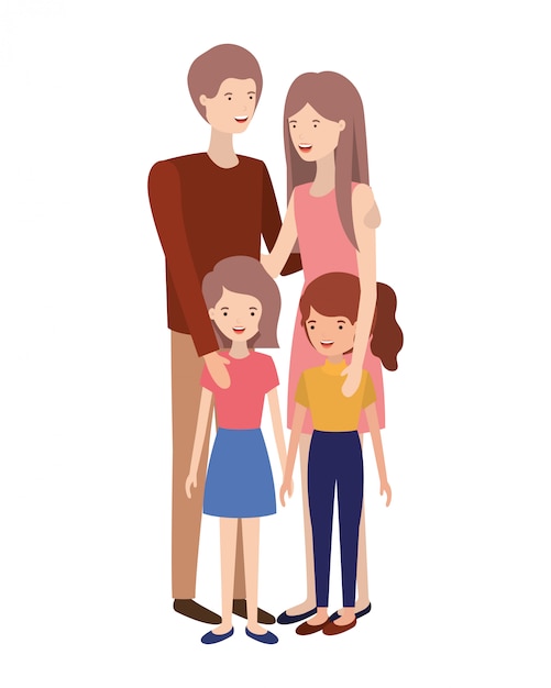 Pareja de padres con hijos avatar personaje