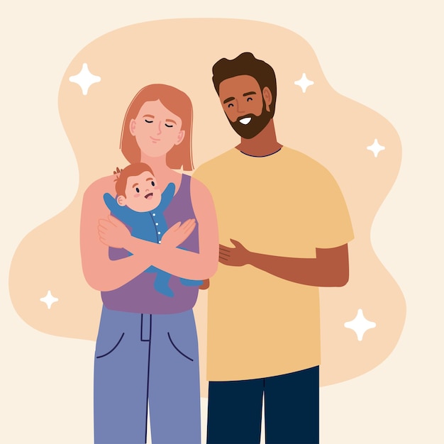 Pareja de padres con recién nacido