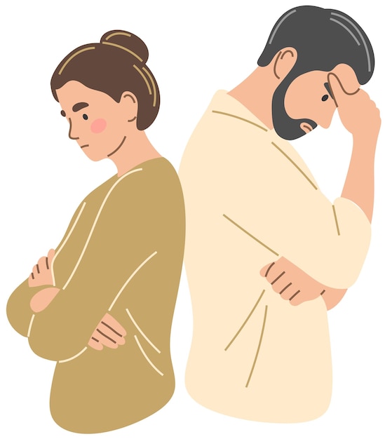 La pareja pelea Un hombre y una mujer están de espaldas el uno al otro