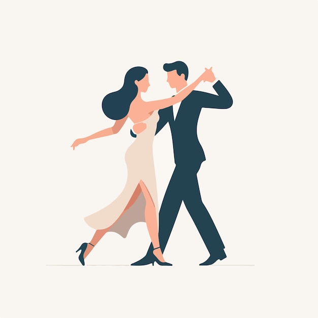 Vector una pareja de personajes están bailando.