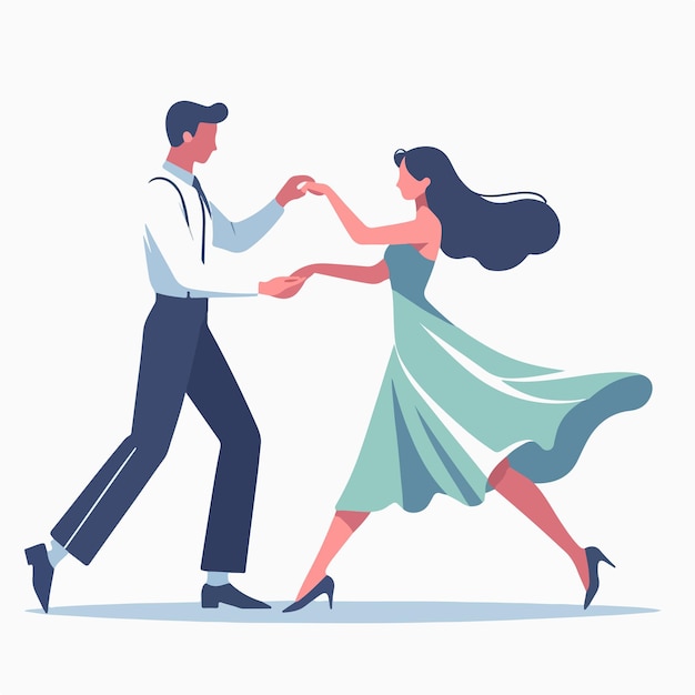 Vector una pareja de personajes están bailando.