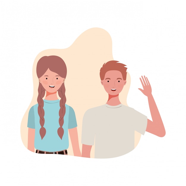 Pareja de personas con paisaje