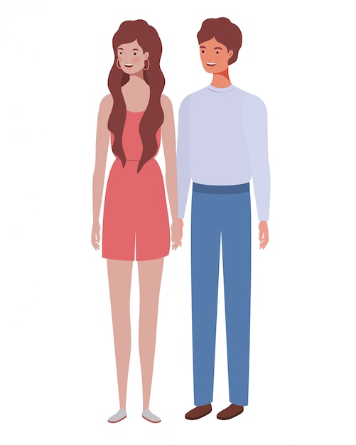 Vector pareja de personas de pie